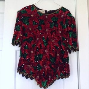 Vintage not so ugly Christmas top sequin